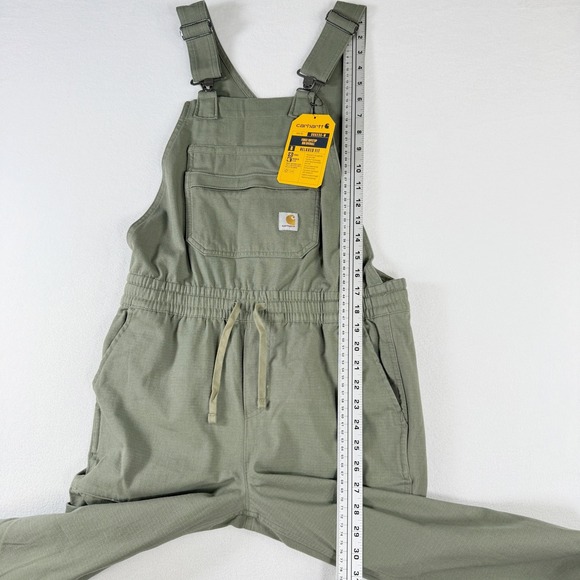 Carhartt Bib Overall Womens Force Riptstop Size XS Olive Green Relaxed NEW - Picture 9 of 11